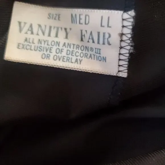 vtg VANITY FAIR Long Half Slip Skirt BLACK SATIN MAXI Nylon Lingerie USA MEDIUM - Picture 5 of 6